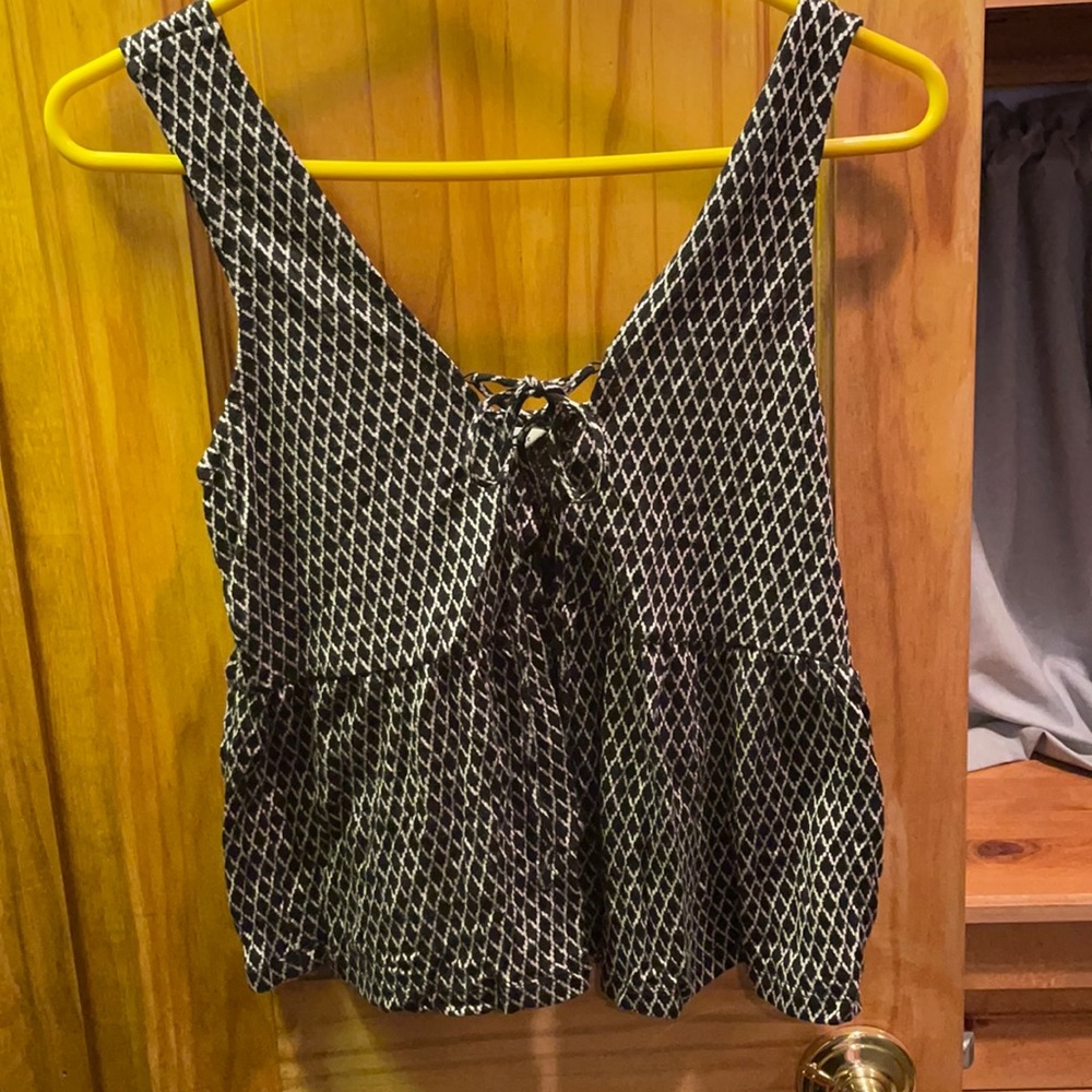 wide strap black peplum tank